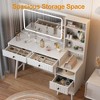 Heynemo Fluted Vanity Desk with LED Lighted Mirror, Makeup Table with Drawers, 3 Lighting Colors Touch Control, for Bedroom, White - 4 of 4
