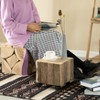 Vintiquewise Accent Decorative Natural Wooden Square Stump Stool, with Wheels for Indoor and Outdoor - 2 of 4