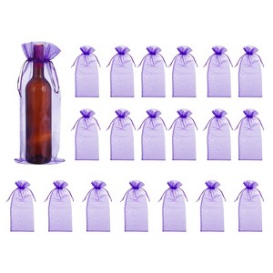 Unique Bargains Organza Drawstring Wine Bottle Wrapping Gift Bags 14.5" x 5.5" 20 Pcs - 1 of 4