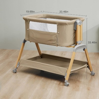 MYKKO 3 in 1 Baby Bassinet, Rocking Bassinets with Comfy Mattress and Wheels, Adjustable Height Bassinet Bedside Sleeper