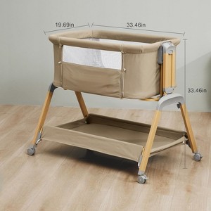 MYKKO 3 in 1 Baby Bassinet, Rocking Bassinets with Comfy Mattress and Wheels, Adjustable Height Bassinet Bedside Sleeper - 1 of 4