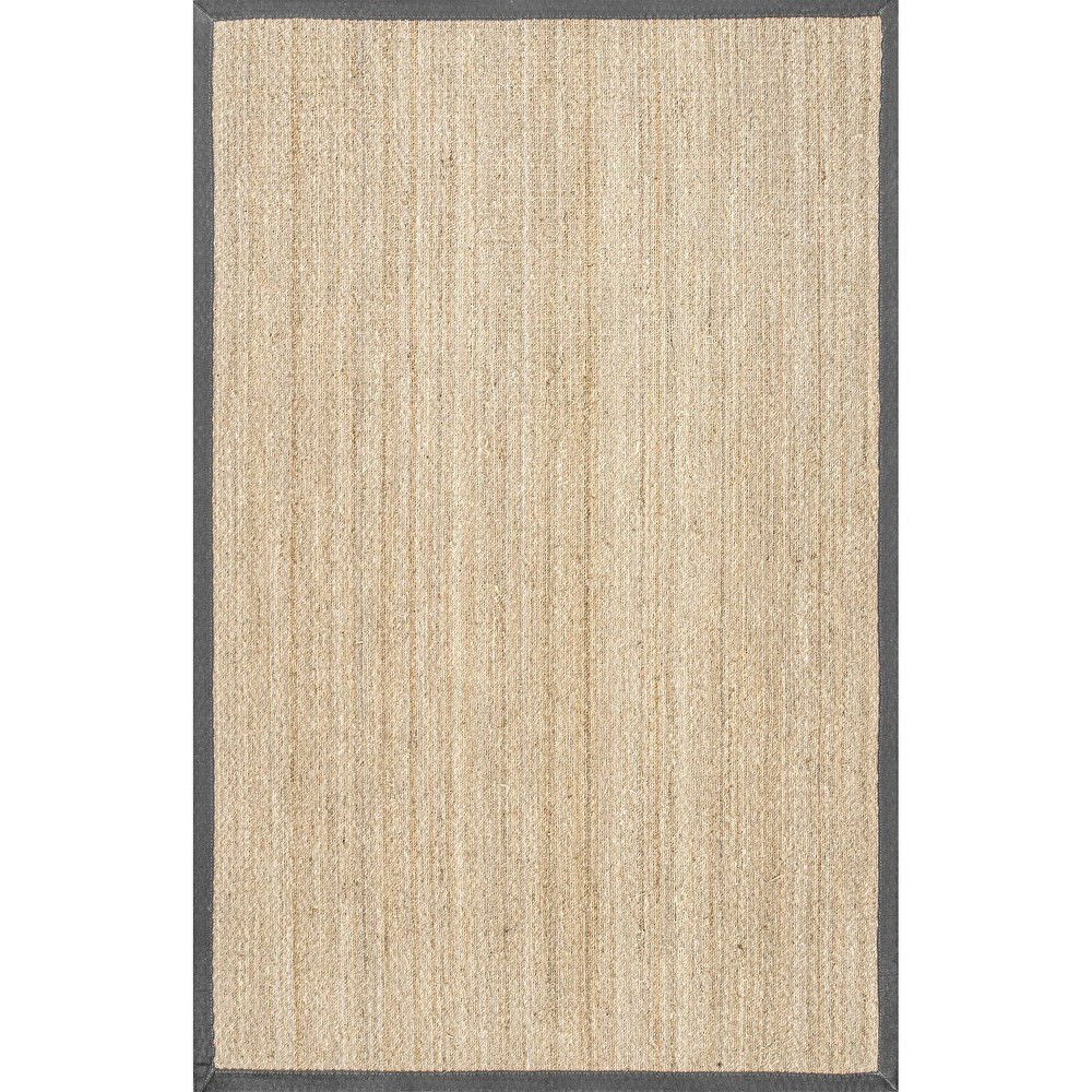 3'x5' Elijah Seagrass with Border Area Rug Dark Gray/Beige - nuLOOM