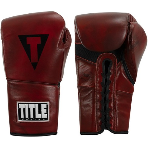 Title Boxing Blood Red Leather Lace Up Sparring Gloves - 16 oz.