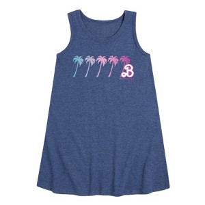 - Barbie - Palm Trees Graphic Sleeveless Aline Dress - 1 of 3