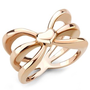 Slickblue Rose Gold Ion Plated Stainless Steel Ring, Heart Detail, Trendy Designer Style, Sizes 5-10 - 1 of 4