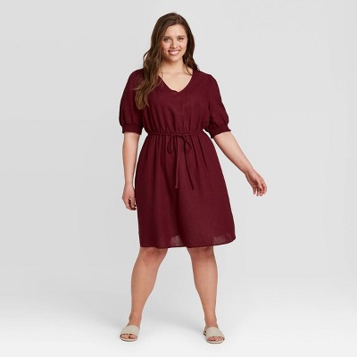 red overall dress plus size