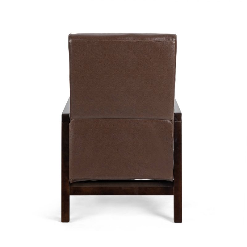 Fernhill Mid Century Modern Faux Leather Upholstered Pushback Recliner Dark Brown/Dark Espresso - Christopher Knight Home, 6 of 11