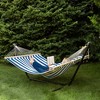 Northlight Striped Macrame Quilted Two Person Double Hammock with Pillow - 9' x 55" - Blue and Cream - image 2 of 4