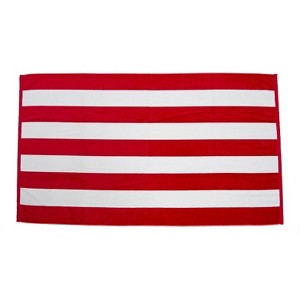 TowelSoft Premium Cabana Stripe 100% Cotton Terry Velour Beach Towel 35 inch x 60 inch - 1 of 4