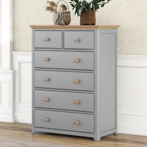 White Dresser for Bedroom, Farmhouse 6 Drawers Dresser, 48"Tall Dressers Chest of Drawers with Round Handle, Dressers Organizer for Bedroom - 1 of 4