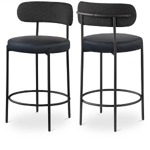 Meridian Furniture,Beacon Black Vegan Leather Seat Stool, Set of 2 - 1 of 4