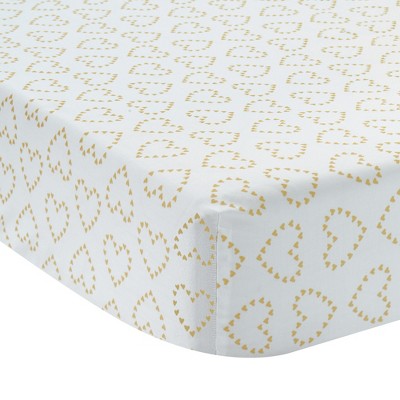 white and gold crib sheet