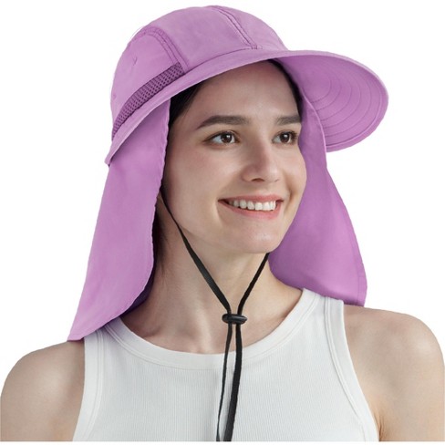 Sun Cube Womens Sun Hat Neck Flap Cover, Uv Protection Wide Brim Fishing Hiking  Hat, Ponytail Foldable Summer Beach Outdoor (purple) : Target