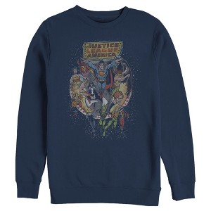 Men's Justice League Vintage Hero Collage Sweatshirt - 1 of 3
