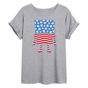 Women's - SpongeBob SquarePants - Silhouette Stars Stripes Oversized Graphic T-Shirt - 1 of 4