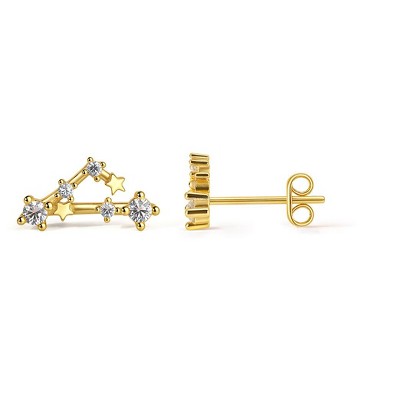 Molenia 925 Sterling Silver 12 Constellation Personalized Earrings for Women, 18K Gold Plated Zodiac Stud Earrings Horoscope Celestial Jewelry