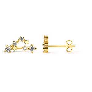 Molenia 925 Sterling Silver Horoscope Zodiac Post Earrings for Women, 18K Gold Plated 12 Constellation Multi-Shape Stud Earrings  Gifts for Women Her - 1 of 4