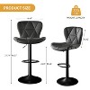 BABYYER Modern Bar Stools Set of 2, with Back and Footrest, Adjustable Swivel Barstools, for Kitchen Island - 3 of 4
