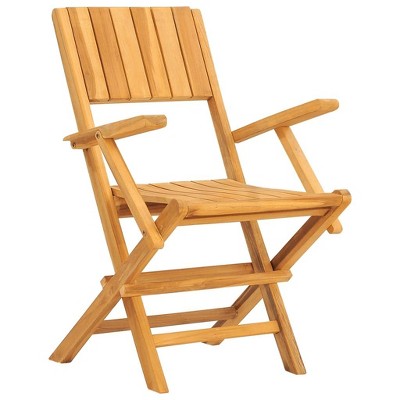 Solid Teak Wood Folding Patio Chairs Set with Armrests