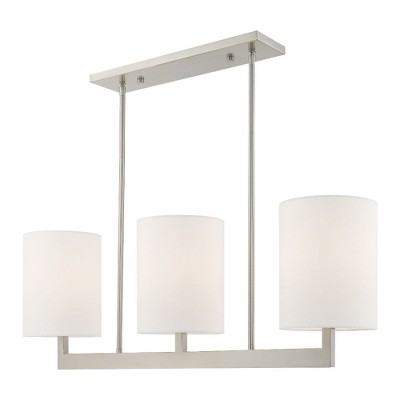 Hutcheson Brushed Nickel 3-Light Kitchen Island Linear Pendant