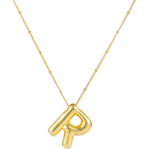 Personalized Balloon Letter Necklace 14K Gold Plated Alphabet Jewelry - 1 of 4