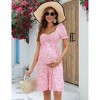 Coolmee Women Summer Maternity Mini Dress Sweetheart Neck Puff Sleeve Ruffle Baby Shower/Photoshoot Short Dress - 4 of 4