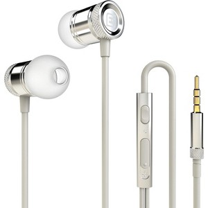 EG11WS Stereo Earbuds – 3.5mm Wired Headphones with Mic, Volume Control, Noise Isolating, White/Silver - 1 of 4