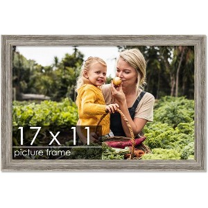 PosterPalooza | 17x11 Thin Barnwood Picture Frame, UV Acrylic, 2 Finishes - Grey and Black - 1 of 4