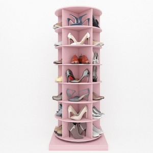 Rotating Shoe Rack Tower 360, Spinning Shoe Rack Tower 7 Tier for Closet, Entryway, Tall Shoe Storage Organizer, Holds Up to 28 Pairs of Shoes Pink - 1 of 4