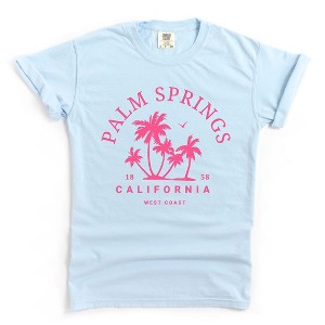 Simply Sage Market Women's Palm Springs Palm Trees Short Sleeve Garment Dyed Tee - 1 of 3