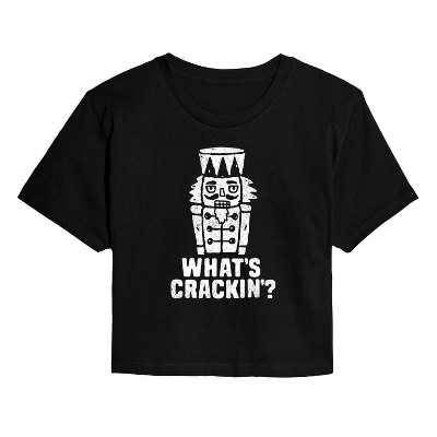Women's - Instant Message - Whats Crackin Cropped Graphic T-Shirt
