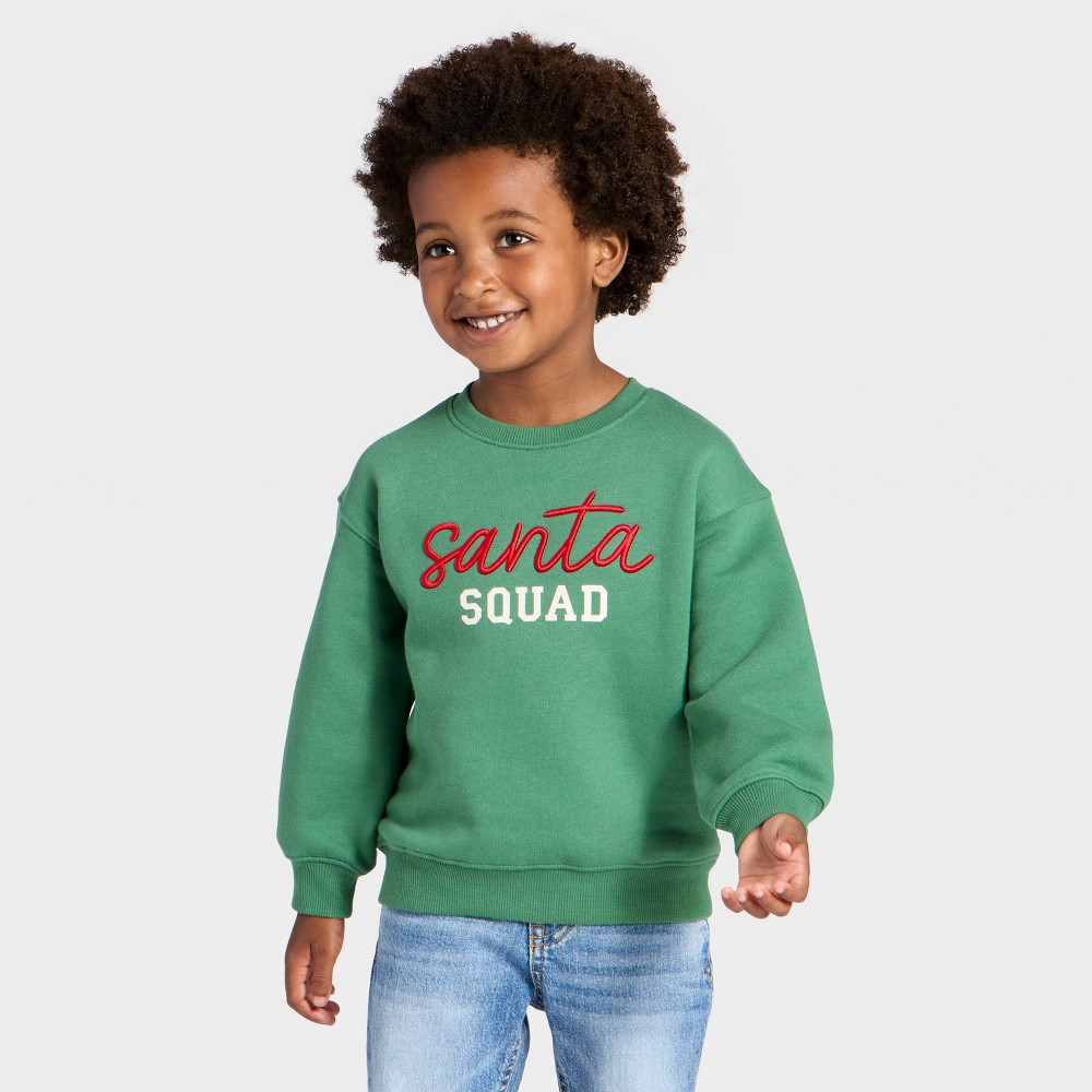 Toddler Boys' Holiday Sweatshirt - Cat & Jack™ Green 12M