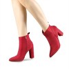 Allegra K Women's Faux Suede Pointed Toe Zipper Block Heels Ankle Boots - 2 of 4