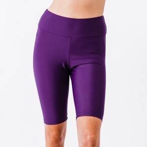 Calypsa Women's Chlorine Resistant High Waisted Long Bike Swim Shorts - 1 of 4