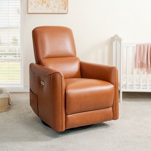 Home Imports Emporium Faux Leather Recliner chair with 360 Swivel Base in Caramel - 1 of 4