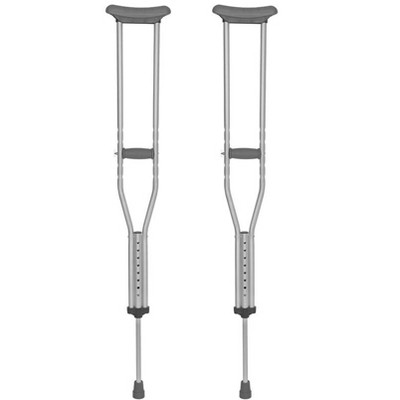 Monoprice SevaCare Height Adjustable Aluminum Crutches, Adult, Medium, 5' 2" to 5' 10" Pair of Lightweight Weight