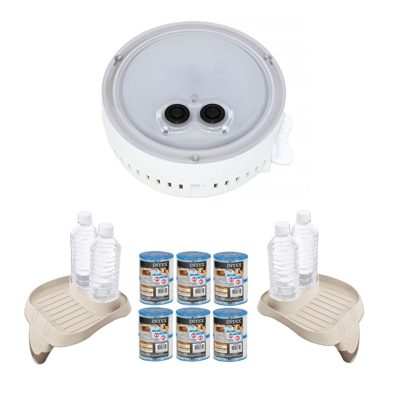 Intex Multi-Colored Spa Light & Cup Holder 2-Pack & Type S1 Pool Filters 6 Pack, 1 of 7