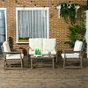 Outsunny 4 Piece Patio Furniture Set with Cushion, HDPE Conversation Sofa Set, Cream White - 2 of 4