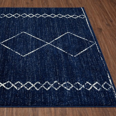 Navy Geometric 8' x 10' Stain-Resistant Synthetic Area Rug