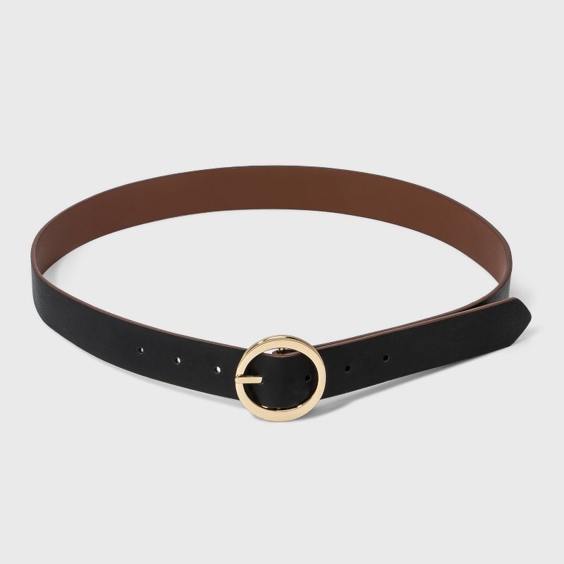 Women's Oval Tapered Center Bar Reversible Belt - A New Day™ Cognac/Black, 2 of 4