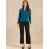 INSPIRE CHIC Women's Ruffled Stand Collar Long Sleeve Button Elegant Satin Shirt - 3 of 4