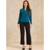 INSPIRE CHIC Women's Ruffled Stand Collar Long Sleeve Button Elegant Satin Shirt - image 3 of 4