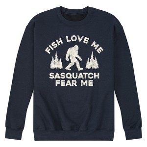 Men's - Instant Message - Fish Love Me, Sasquatch Fear Me Graphic Fleece Sweatshirt - 1 of 4