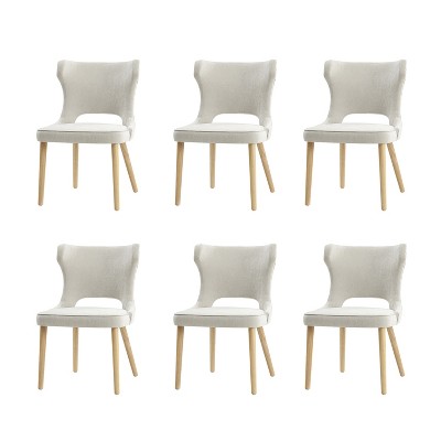 Leticia Mid-century Modern Wingback Dining Chair with Solid Wood Legs Set of 6|ARTFUL LIVING DESIGN