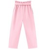 Girls High Waist Paper Bag Pants Belted Waist Tapered Pants Bow Deco Pants with Pocket,Pink - 160 - 2 of 4