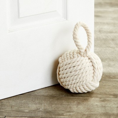 Ivory Nautical Rope Knot Door Stop with Handle