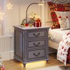 Fredees Farmhouse Nightstand with Hidden Drawer and 3 Large Storage Drawers, Smart Bedside End Table with LED Light and Human Sensor Charging Station - 4 of 4