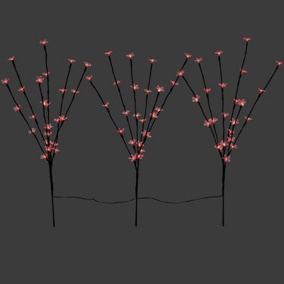 Northlight Set of 3 Pre-Lit Cherry Blossom Artificial Tree Branches, 72 Red LED Lights