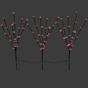 Northlight Set of 3 Pre-Lit Cherry Blossom Artificial Tree Branches, 72 Red LED Lights - 1 of 4