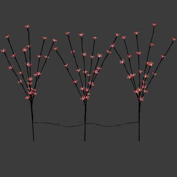 Northlight Set of 3 Pre-Lit Cherry Blossom Artificial Tree Branches, 72 Red LED Lights